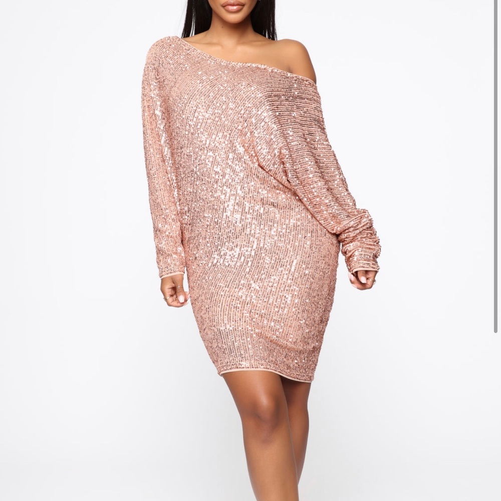 Never Enough Sequin Mini Dress - Rose Gold